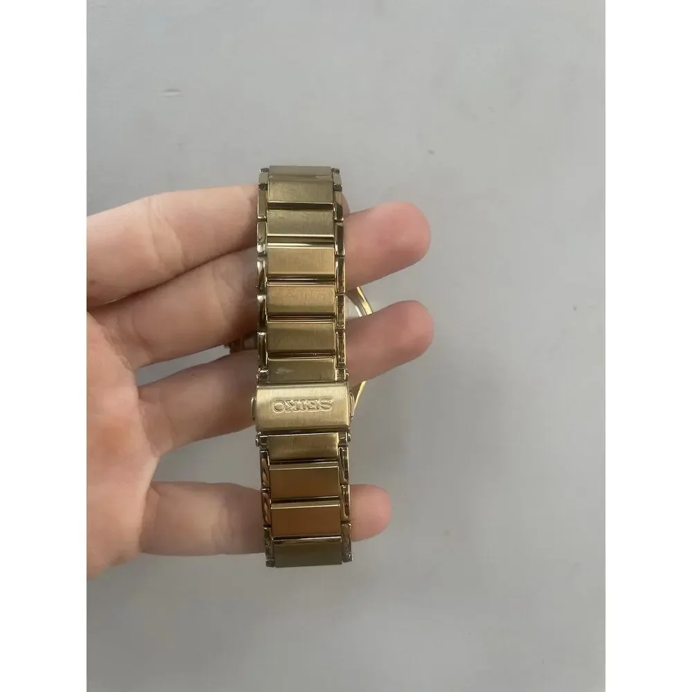 SEIKO Gold Tone‎ Stainless Steel Diamond Dial Solar WATCH Needs Battery